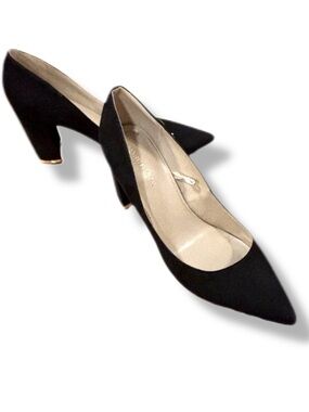 Marc Fisher Black Heels with Gold Detailing